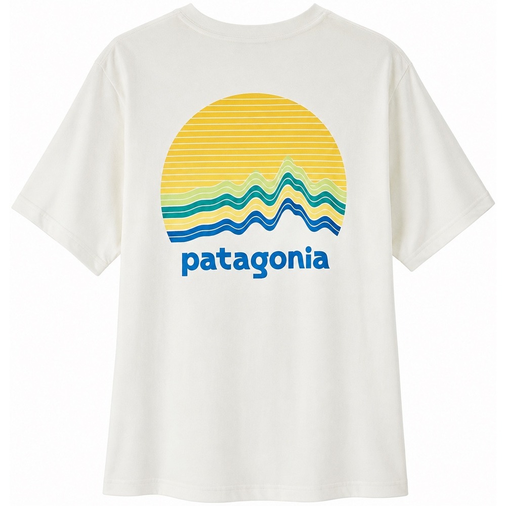 Patagonia Kids Capilene Silkweight T-Shirt White Ridge Rise Graphic Large 12 NWT